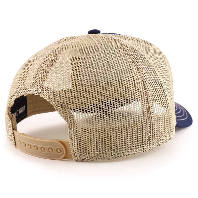 Armycrew Oversize XXL Low Profile Two Tone Mesh Back Trucker Baseball Cap - Navy Khaki - 2XL - Image 3